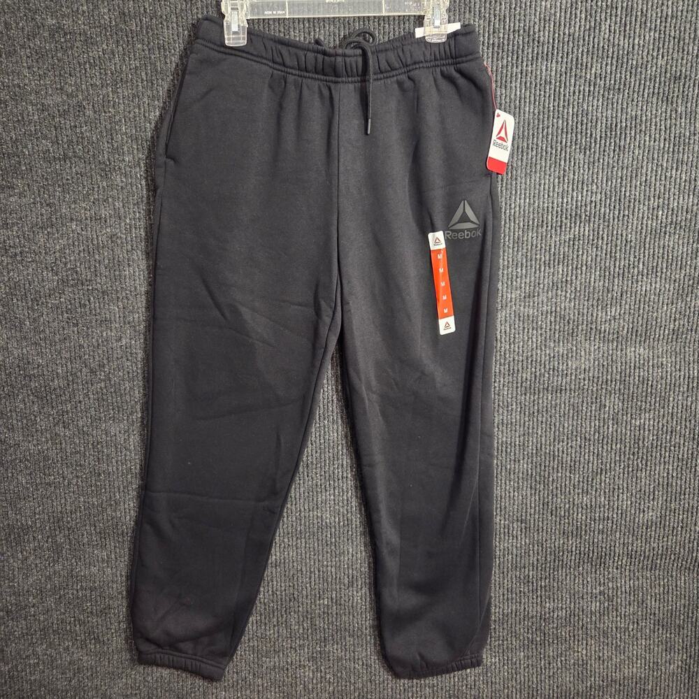 NWT Reebok Black Cuffed Sweatpants Cotton Blend Men's M Athleisure Loungewear
